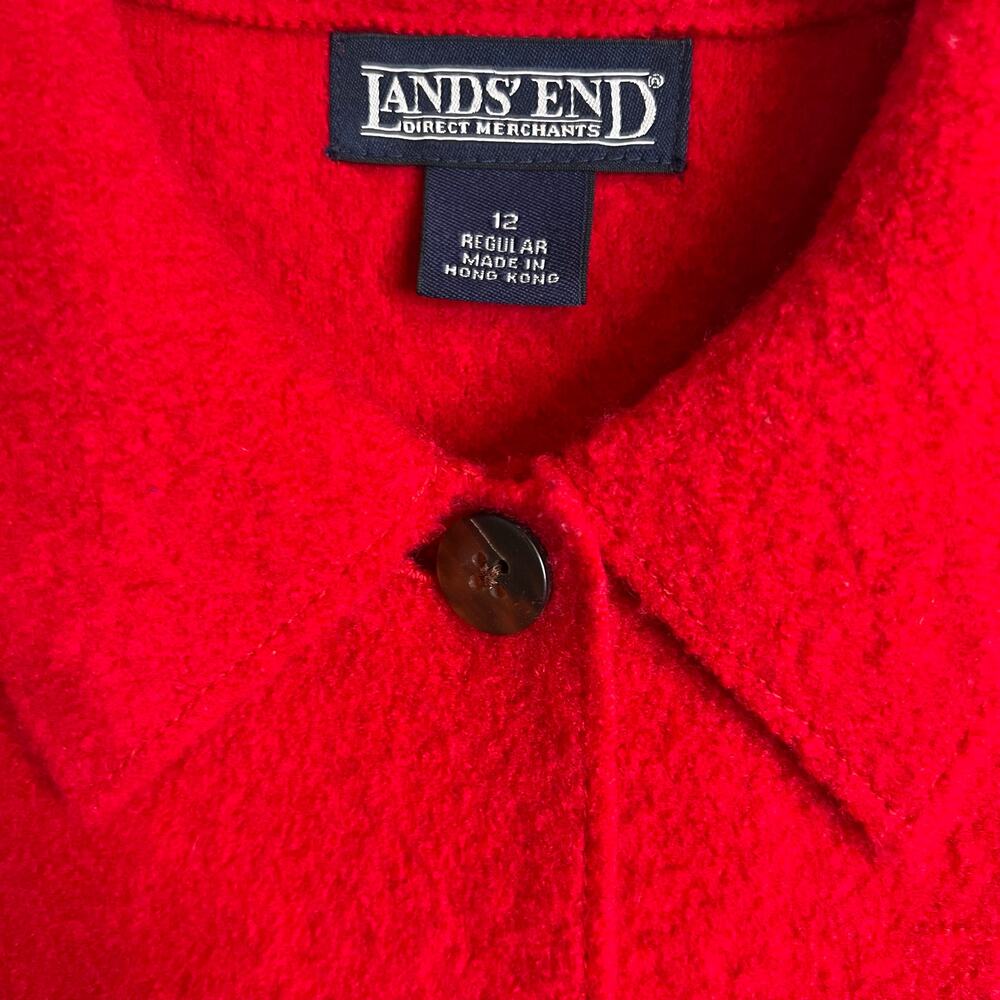 Lands’ End Wool Button Front Red Jacket Classic S… - image 2